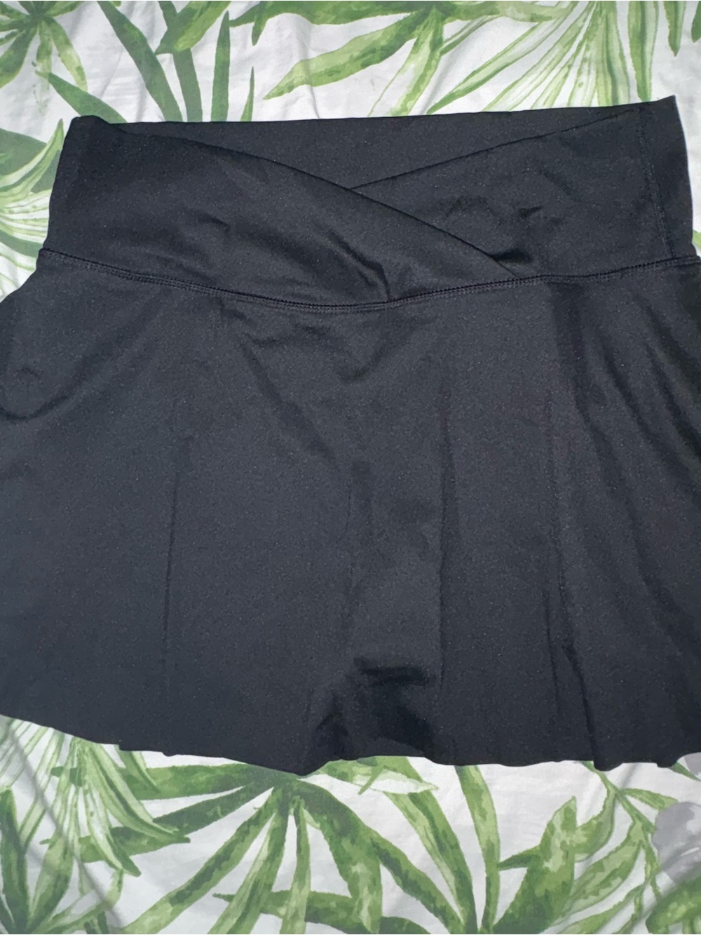 Black Athletic Skort with Cross-Over Waistband